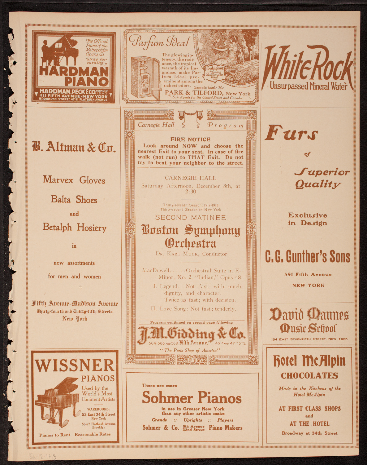 Boston Symphony Orchestra, December 8, 1917, program page 5