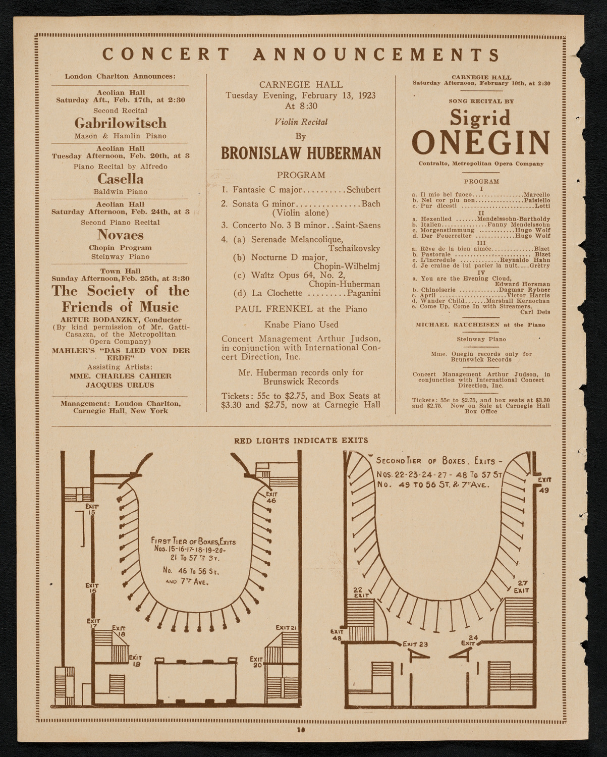 New York Symphony Orchestra, February 9, 1923, program page 10