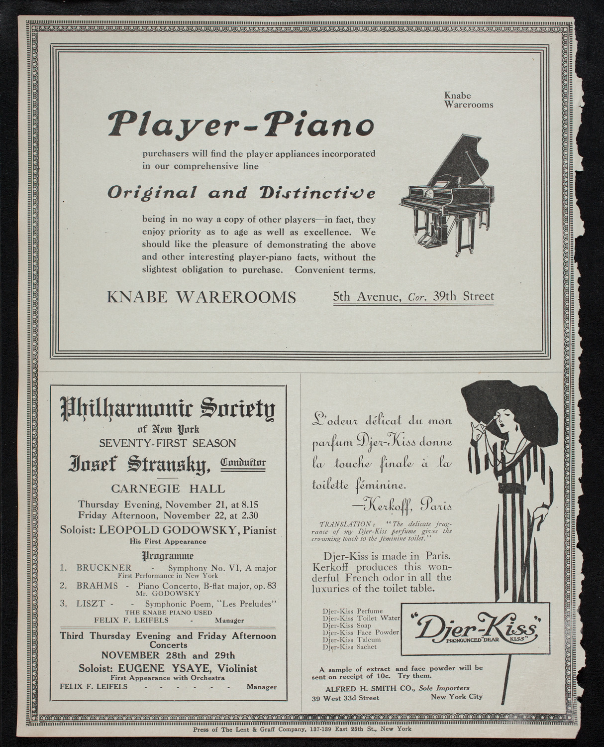 Eugène Ysaÿe, Violin, November 19, 1912, program page 14