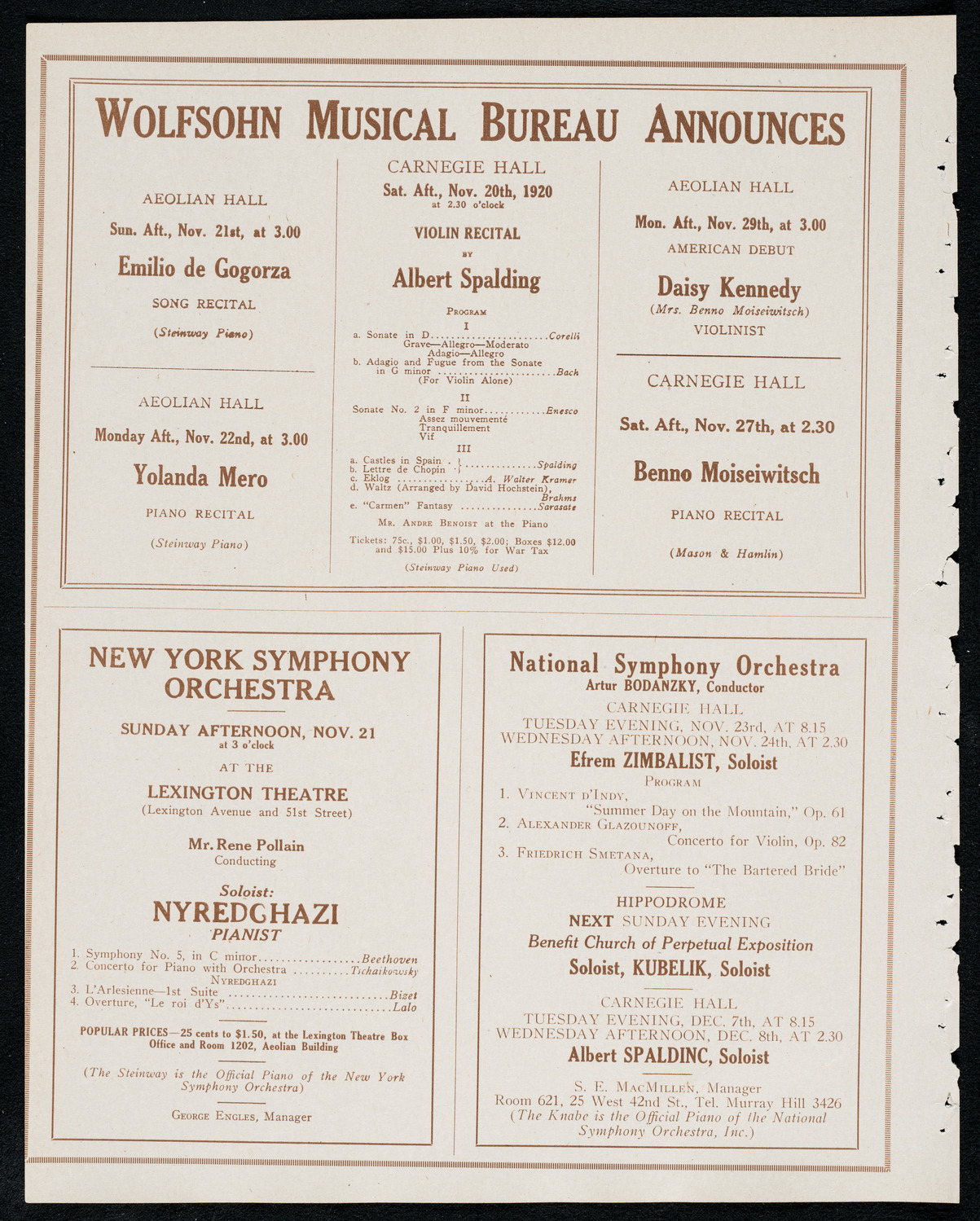 Stell Andersen, Piano, November 19, 1920, program page 8