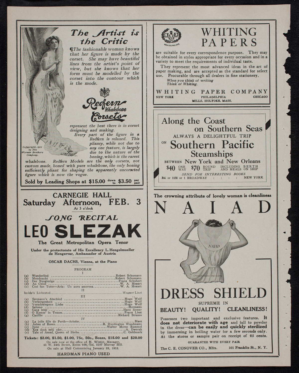 New York Philharmonic, January 25, 1912, program page 2