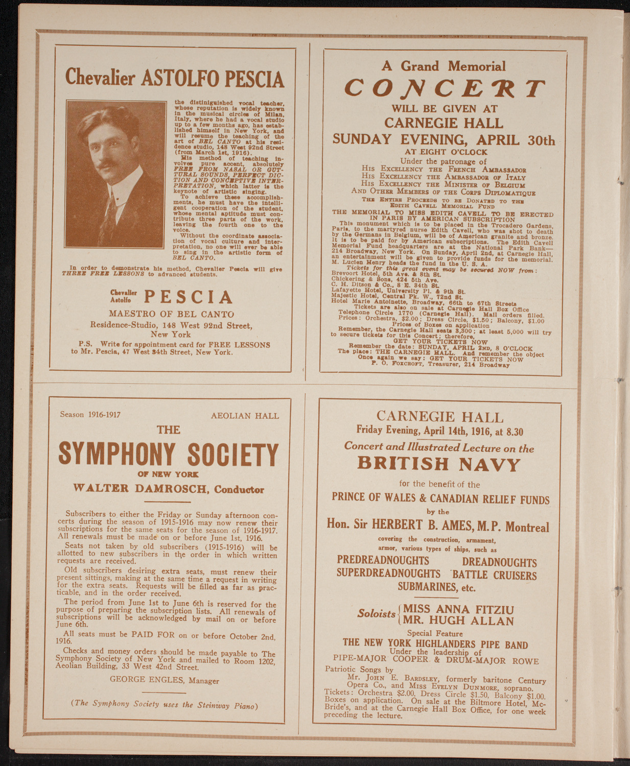Olga Carrara, Soprano, April 4, 1916, program page 8