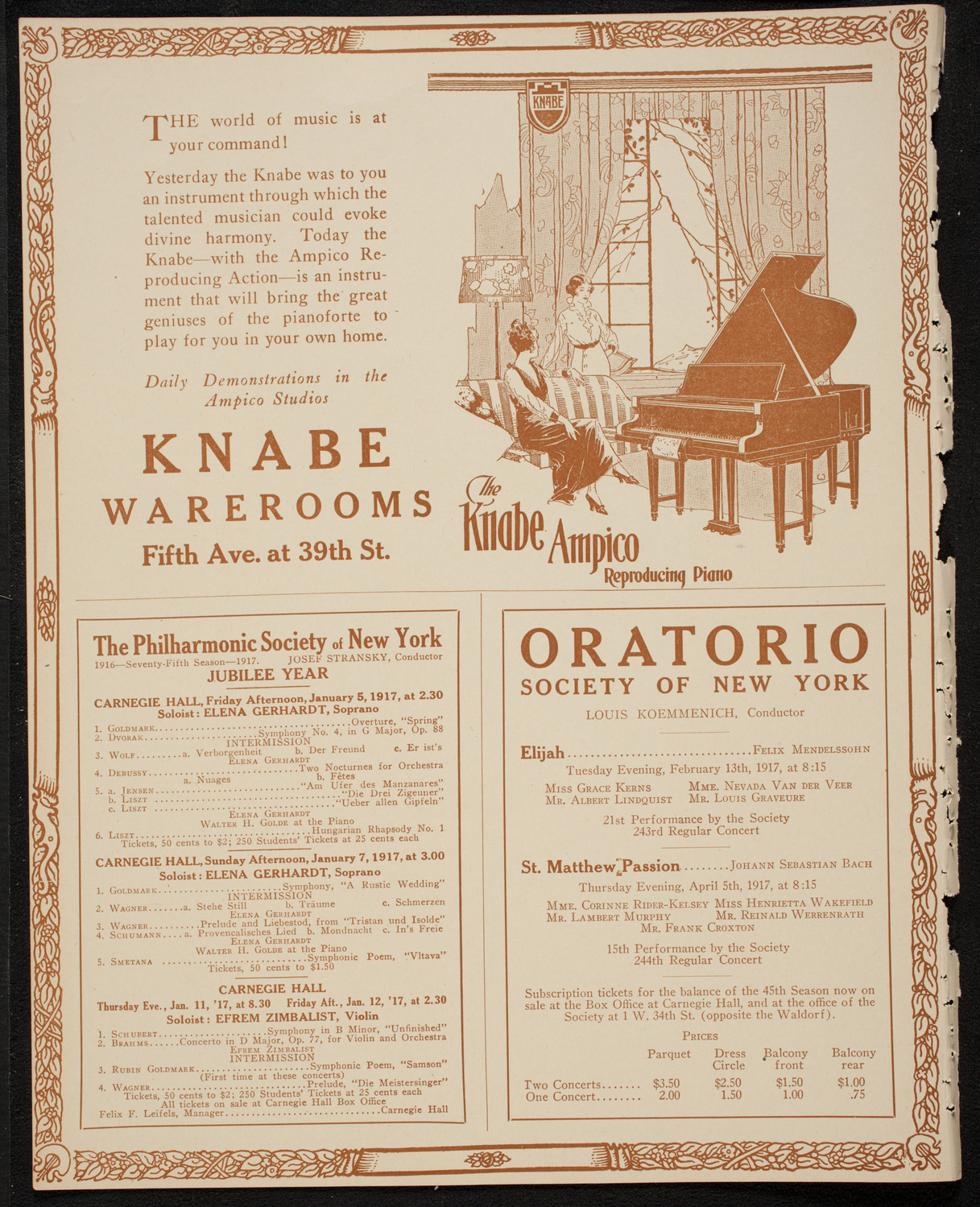 Boston Symphony Orchestra, January 4, 1917, program page 14