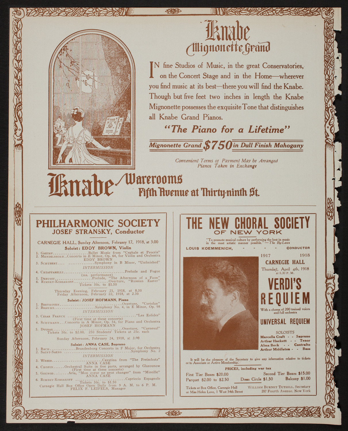 Giuseppe De Luca, Baritone, February 10, 1918, program page 12