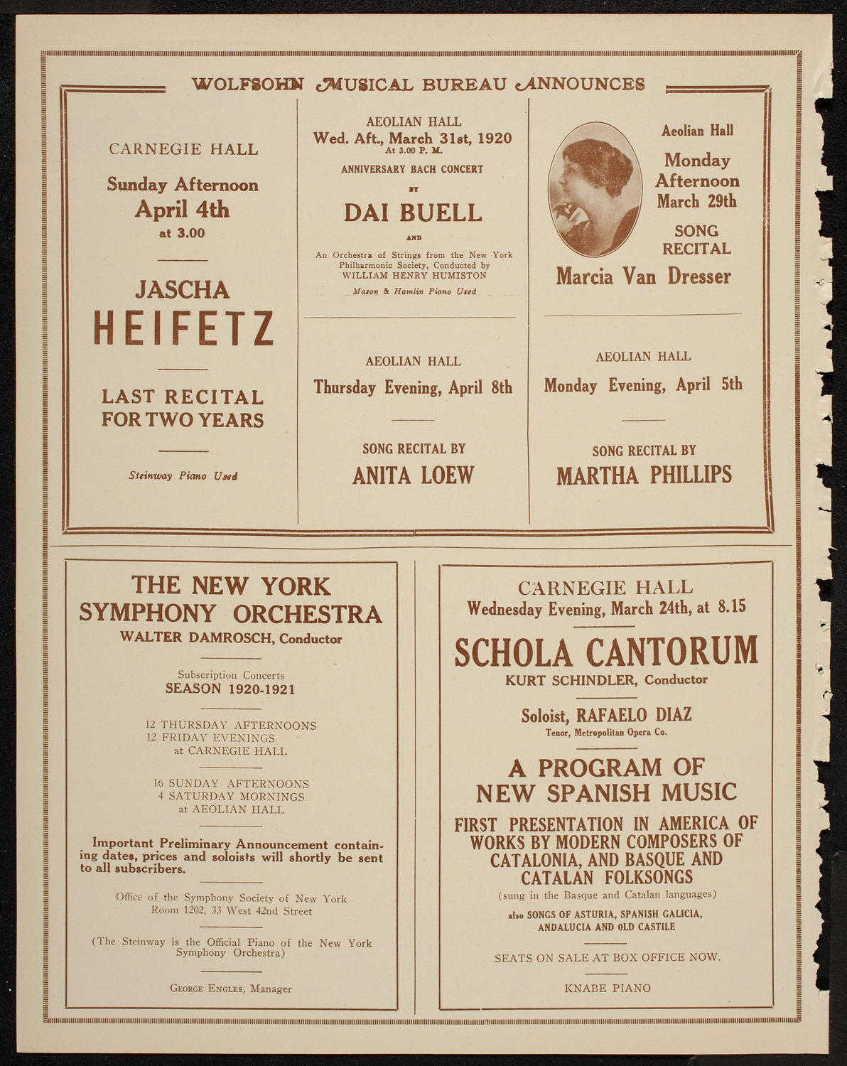 Benno Moiseiwitsch, Piano, March 21, 1920, program page 8