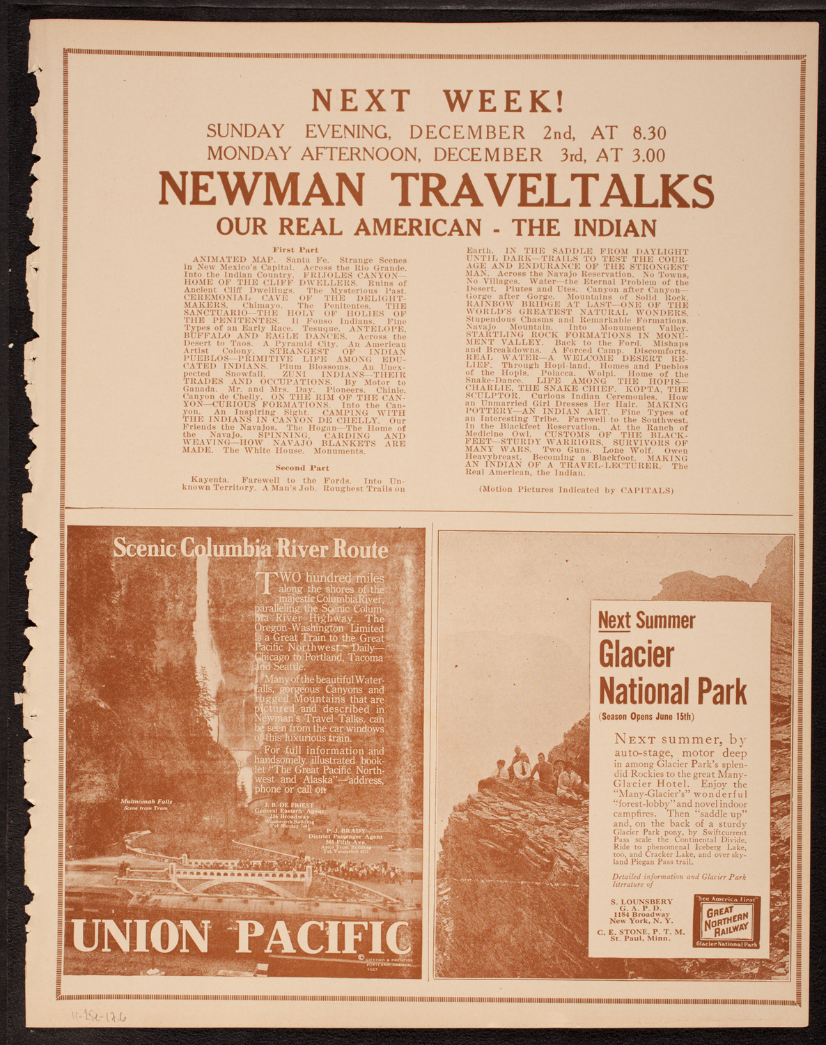 Newman Traveltalks: Our Pacific Coast, November 25, 1917, program page 11
