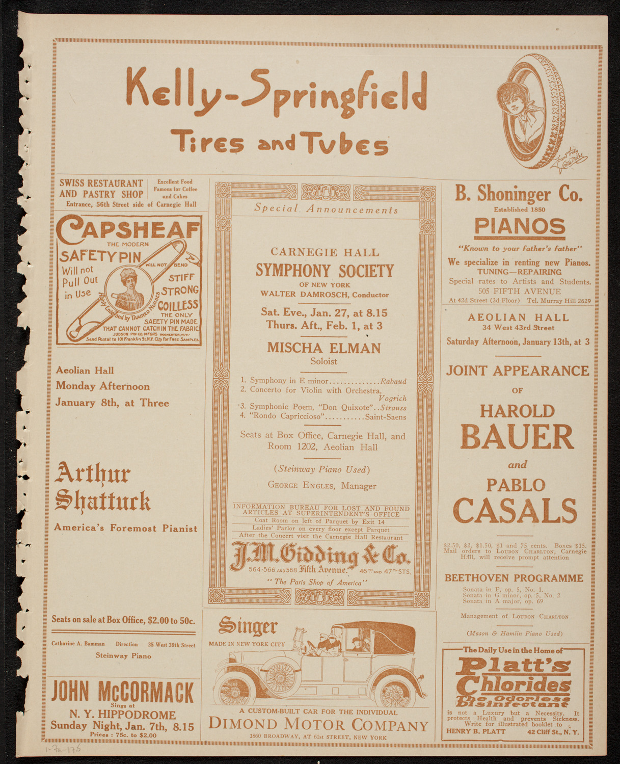 New York Philharmonic, January 7, 1917, program page 9