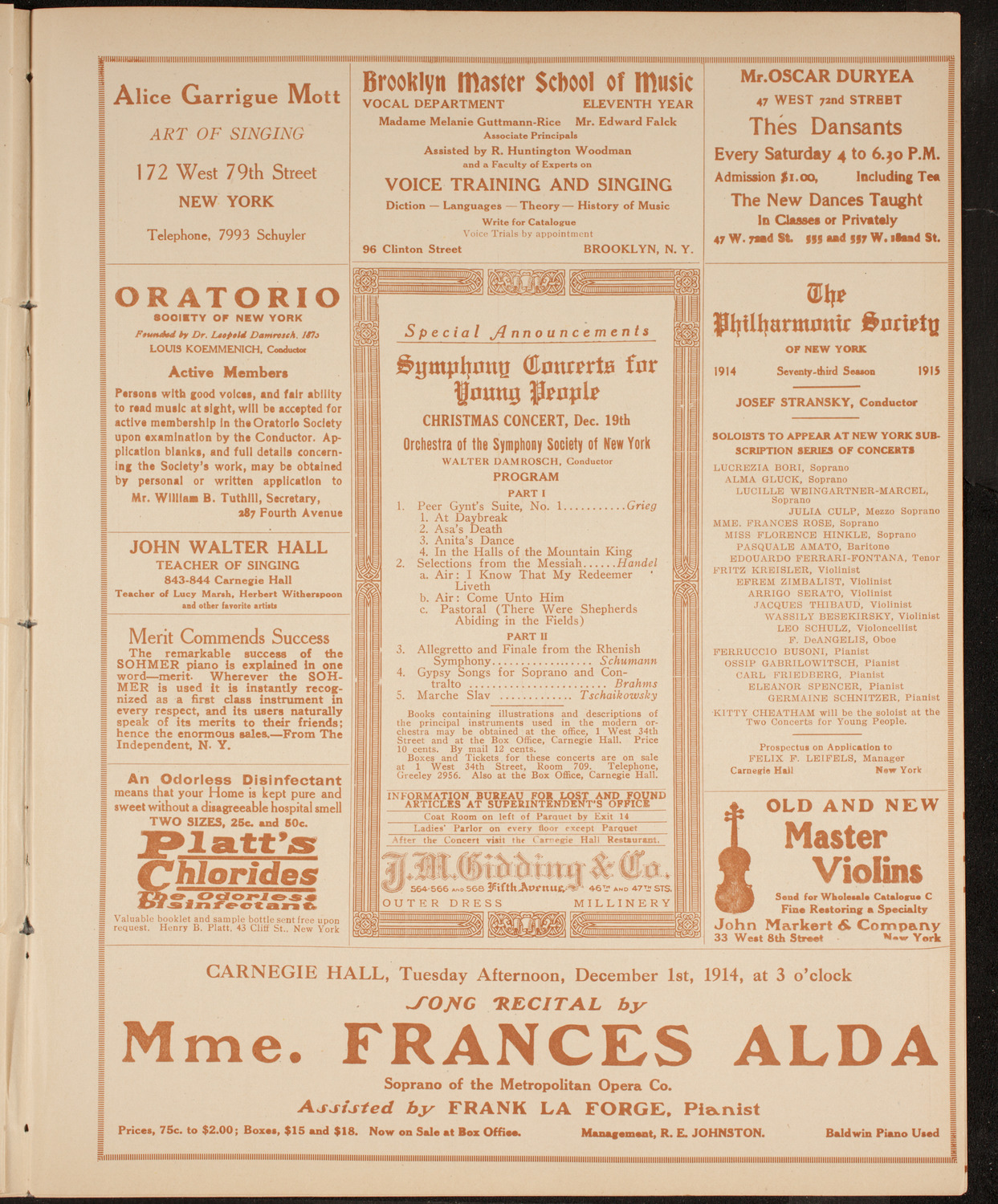 Arrigo Serato, Violin, November 25, 1914, program page 9