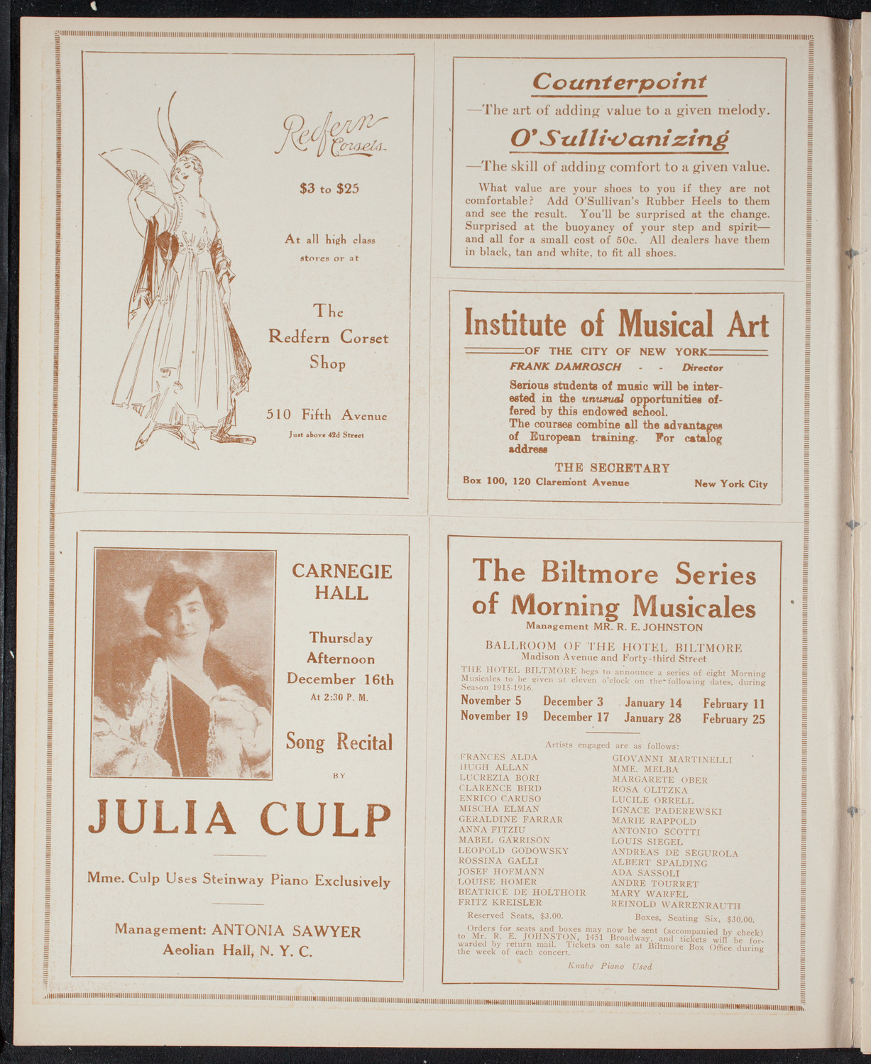 Musical Art Society of New York, December 14, 1915, program page 2