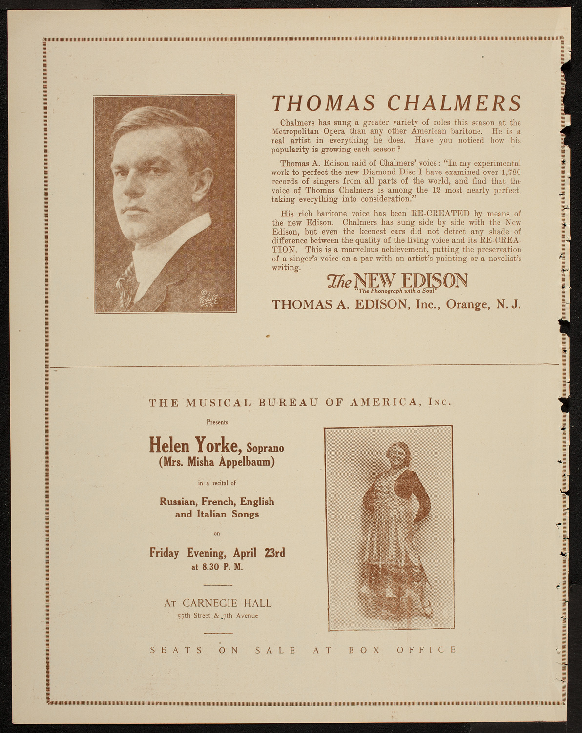 Clotilde Meygret, Soprano, April 18, 1920, program page 2