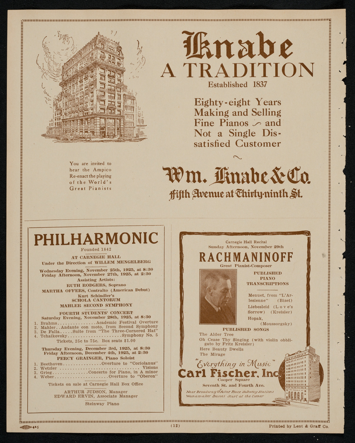 Meeting: Catholic Unity League (Lecture by E.M. Newman), November 23, 1925, program page 12