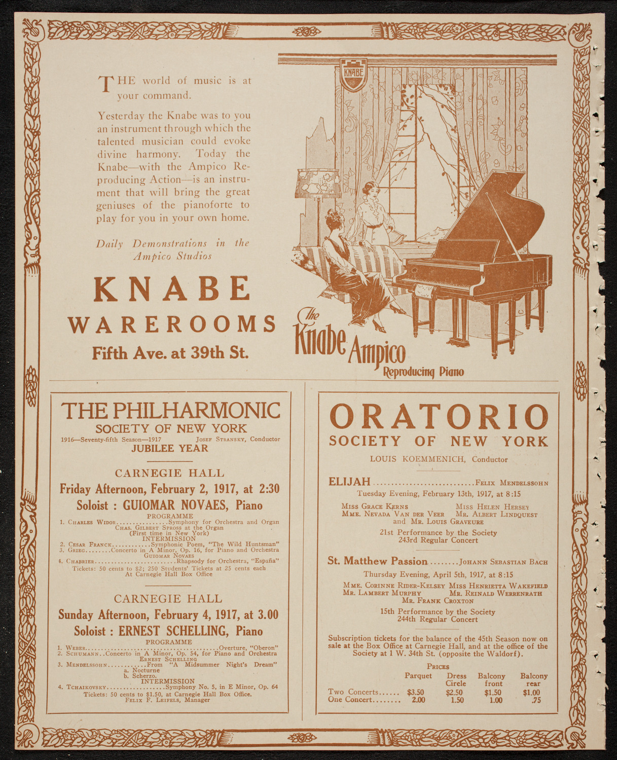 Schola Cantorum of New York, January 31, 1917, program page 12