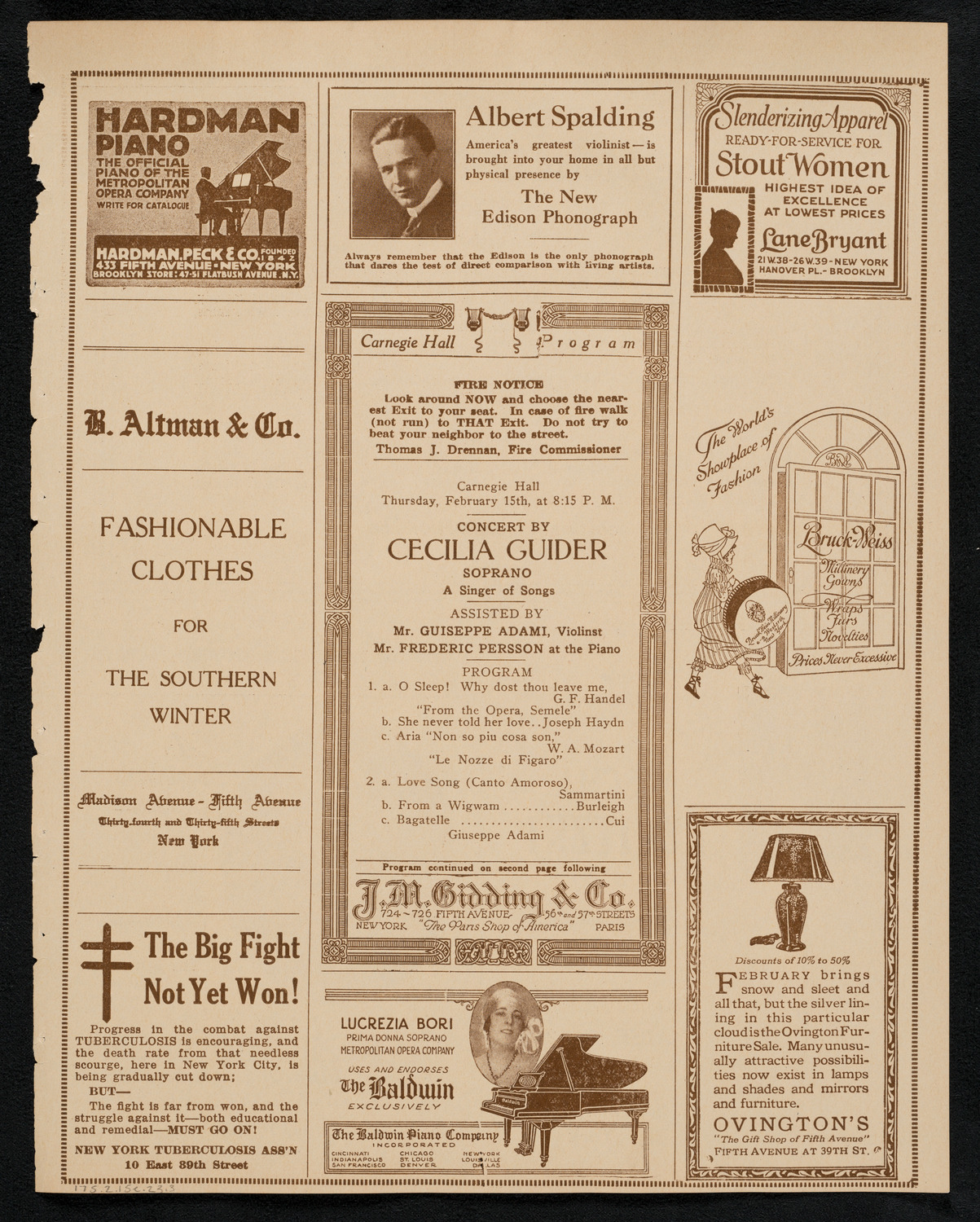 Cecilia Guider, Soprano, February 15, 1923, program page 5