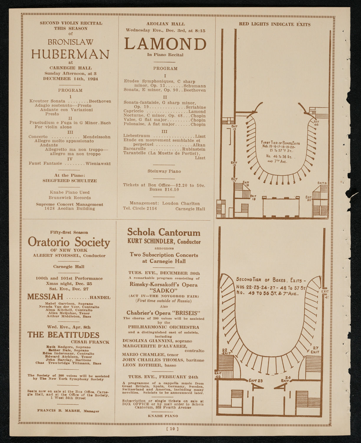 New York Symphony Orchestra, December 4, 1924, program page 10