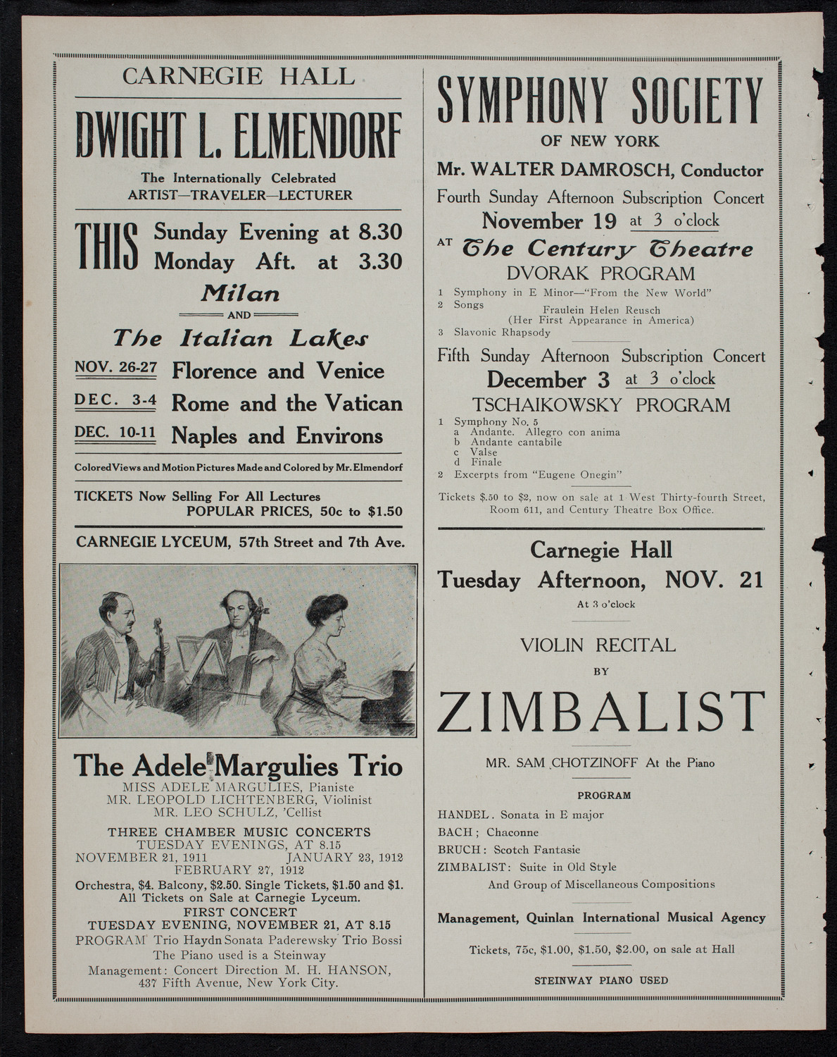 New York Philharmonic, November 16, 1911, program page 10