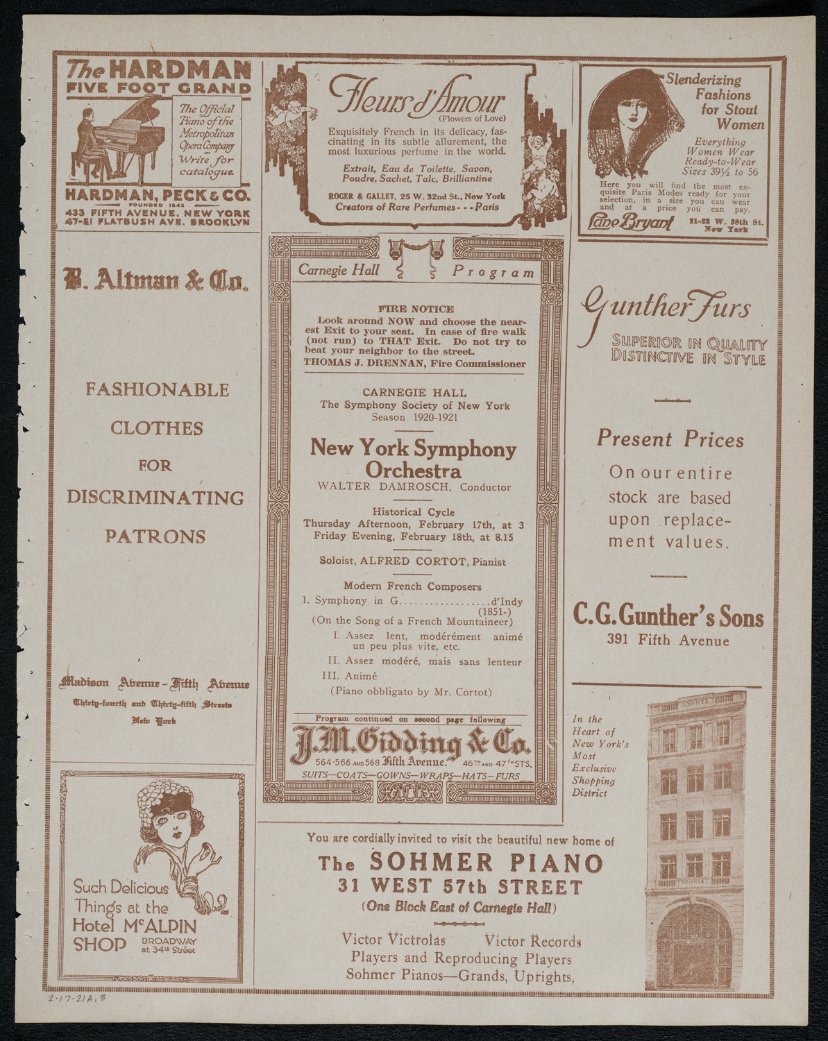 New York Symphony Orchestra, February 17, 1921, program page 5