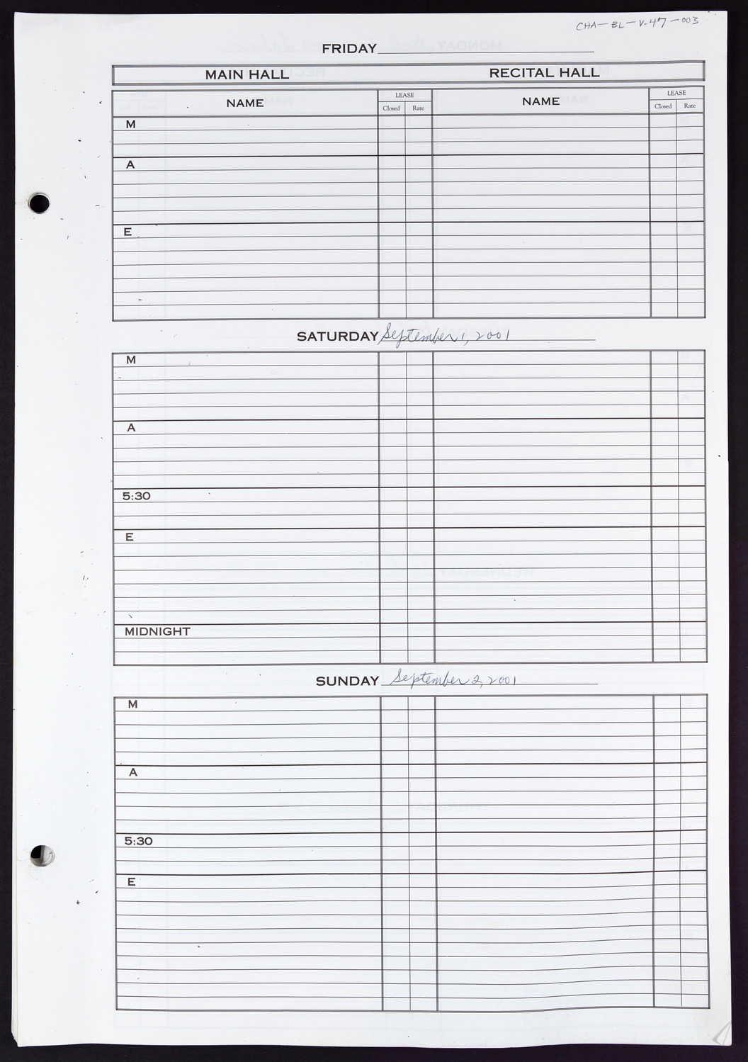 Carnegie Hall Booking Ledger, volume 47, page 3