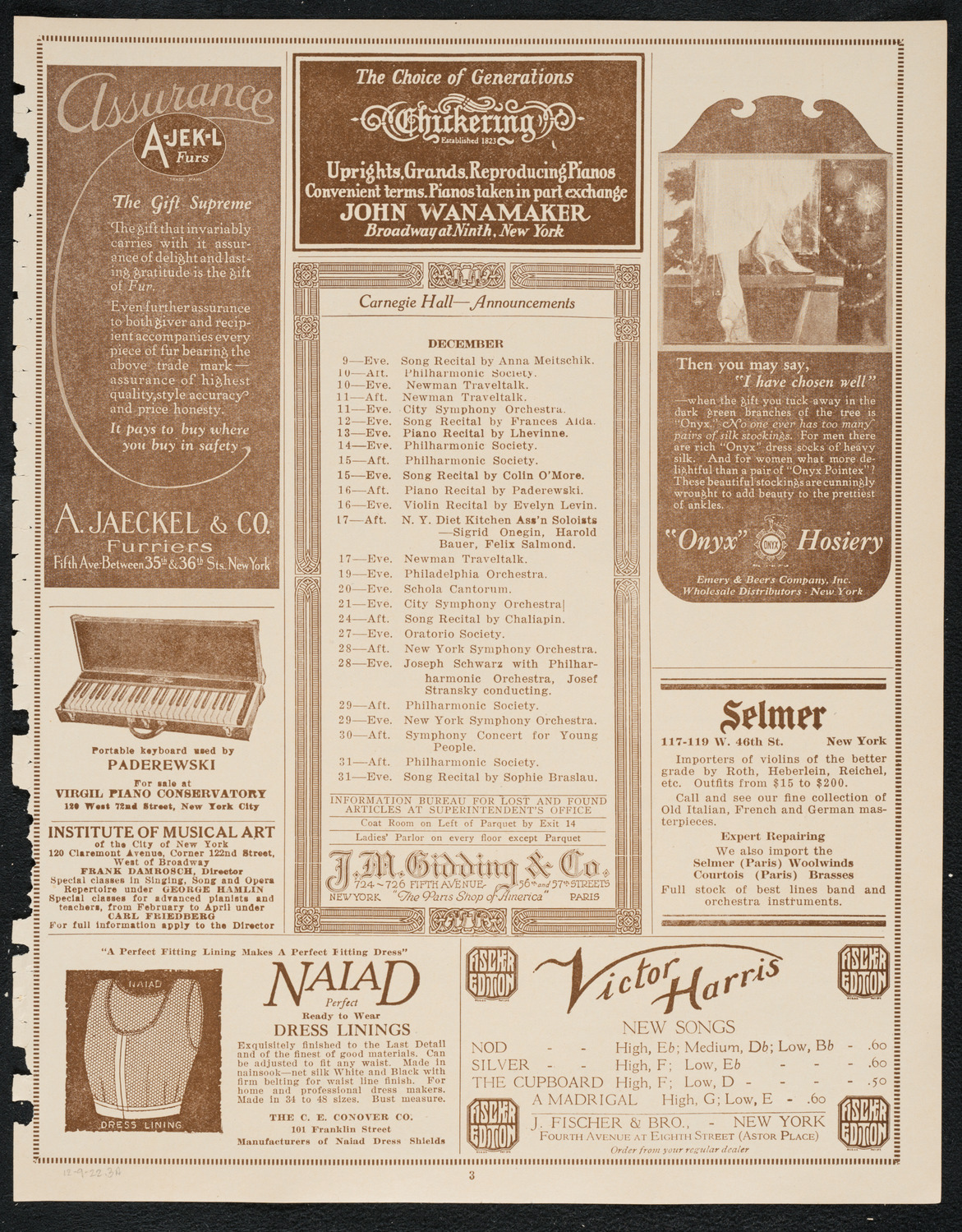 Symphony Concert for Young People, December 9, 1922, program page 3