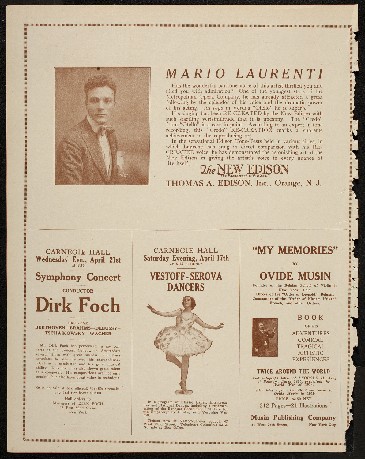 Josef Schlisky and Max Gegna, April 6, 1920, program page 2