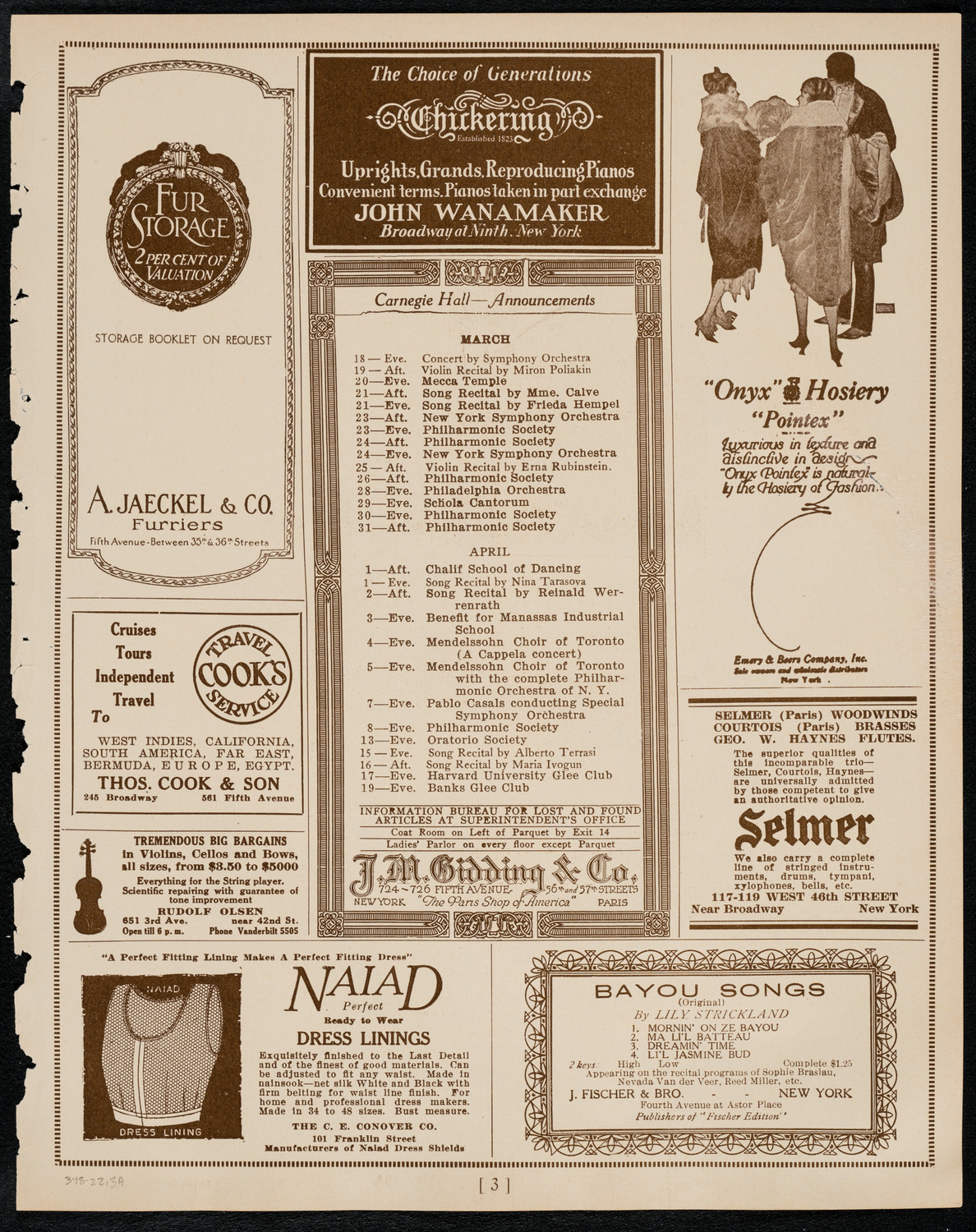 Boston Symphony Orchestra, March 18, 1922, program page 3