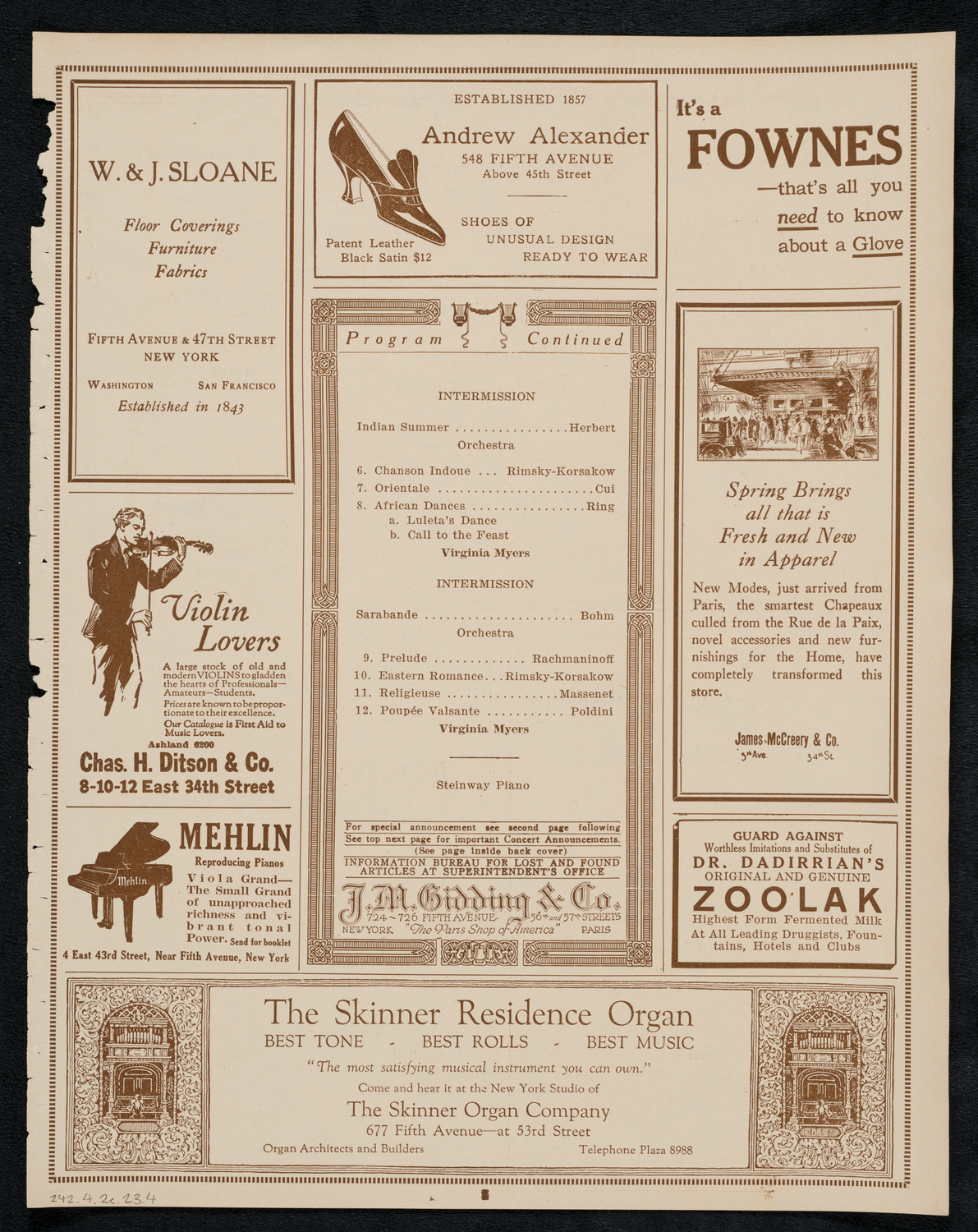 Virginia Myers, April 2, 1923, program page 7