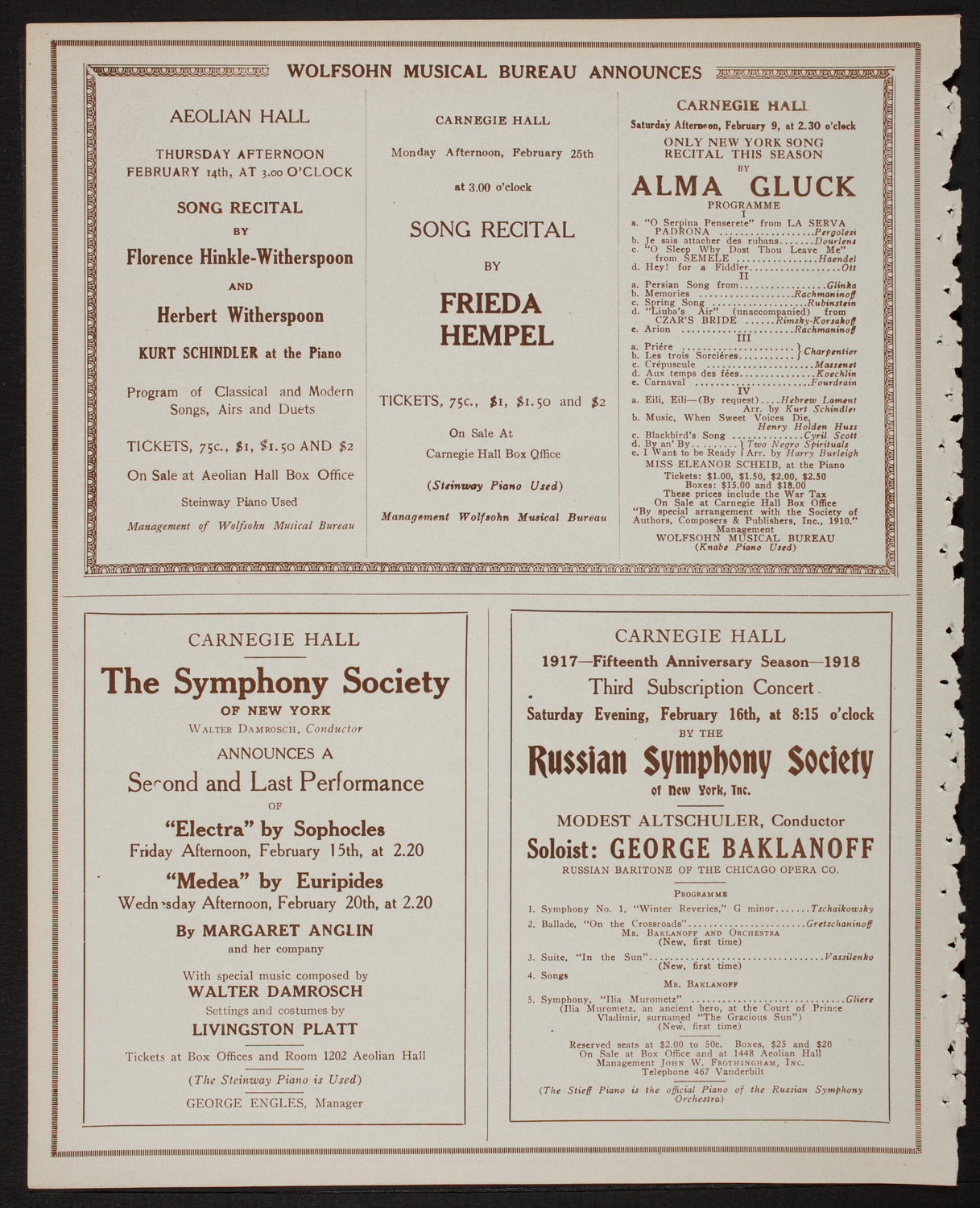 Maurice Dumesnil, Piano, February 7, 1918, program page 8