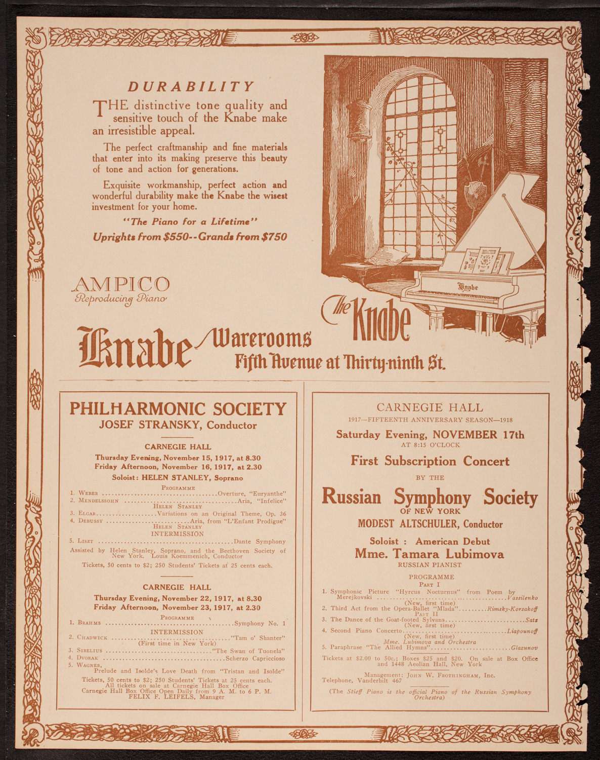 Frances Alda, Soprano, November 13, 1917, program page 14