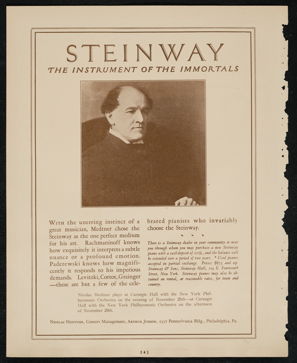 Philadelphia Orchestra, November 18, 1924, program page 4