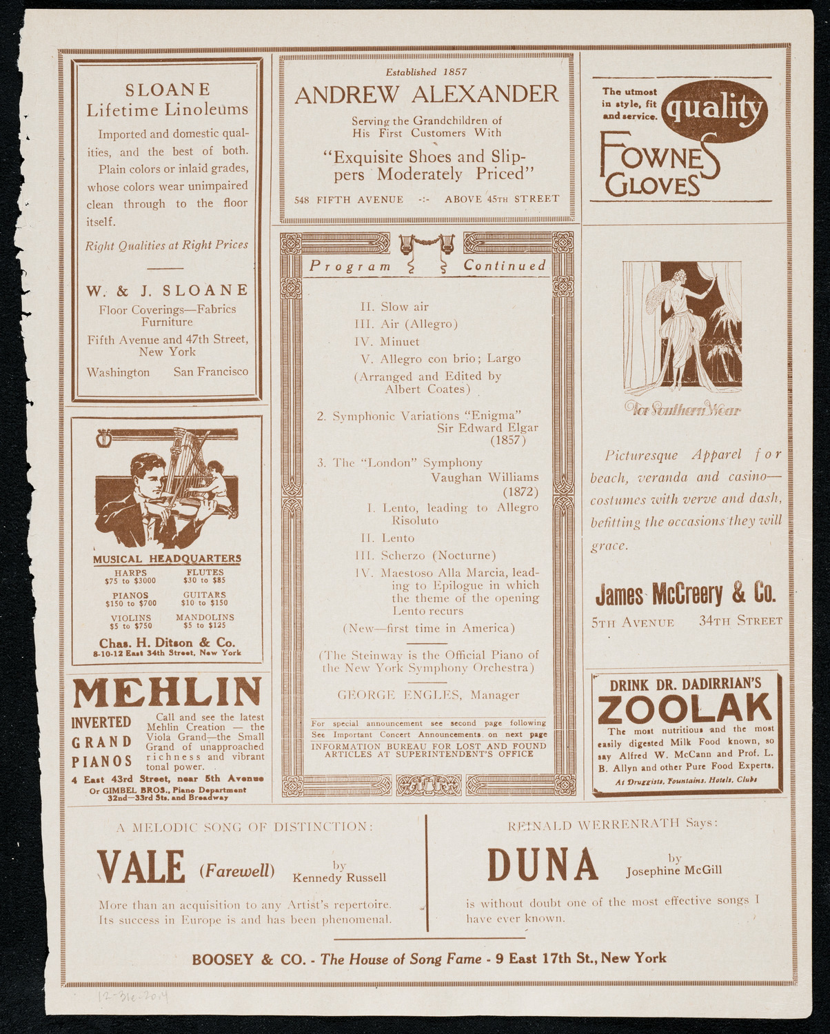 New York Symphony Orchestra, December 31, 1920, program page 7