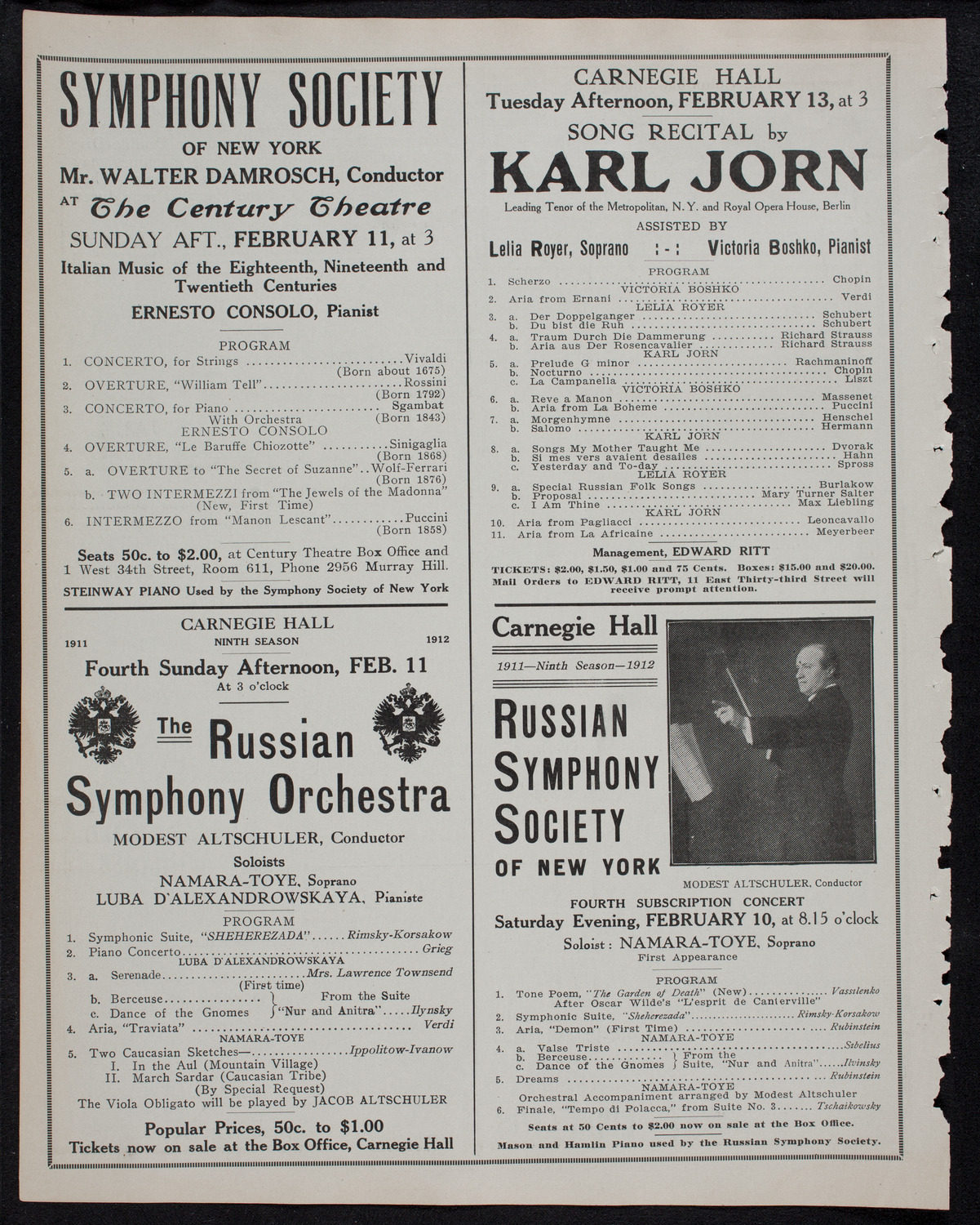 Elena Gerhardt, Soprano, February 7, 1912, program page 10