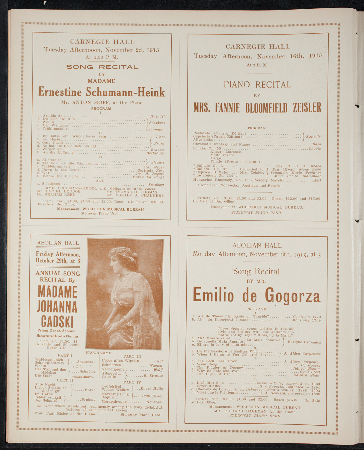 People's Symphony Concert, October 24, 1915, program page 10