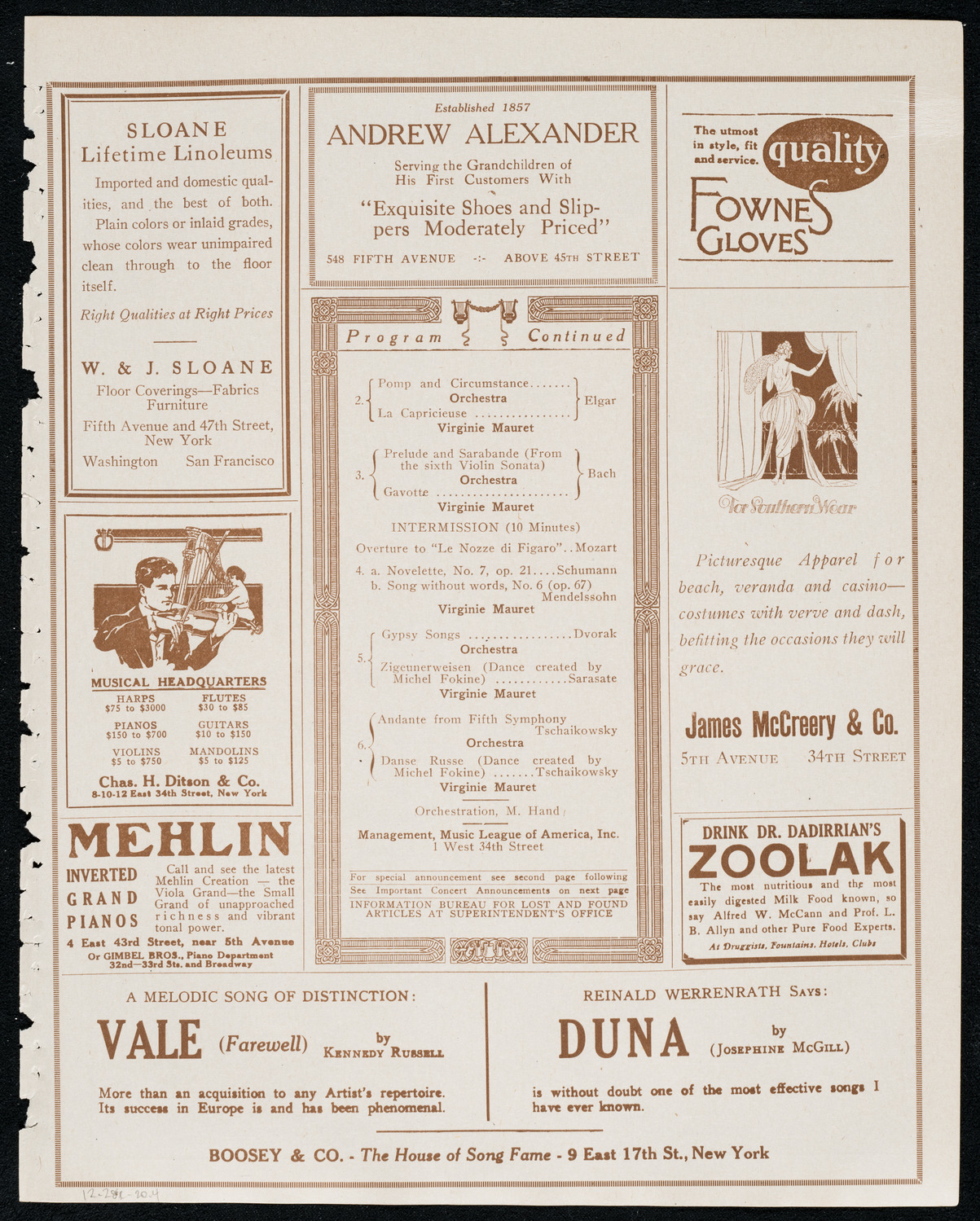 Virginie Mauret, December 28, 1920, program page 7