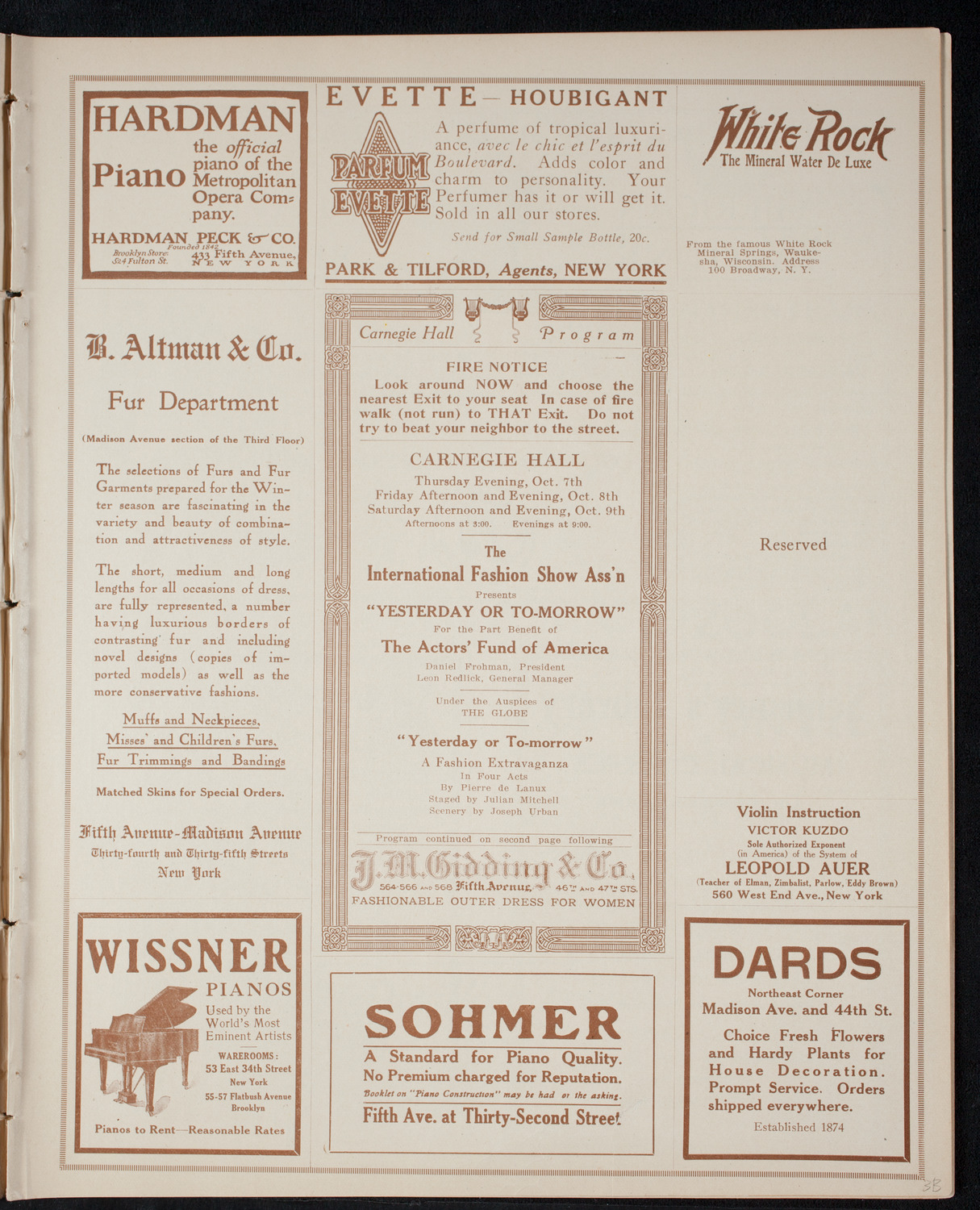 Fashion Show: "Yesterday or To-Morrow", October 7, 1915, program page 5