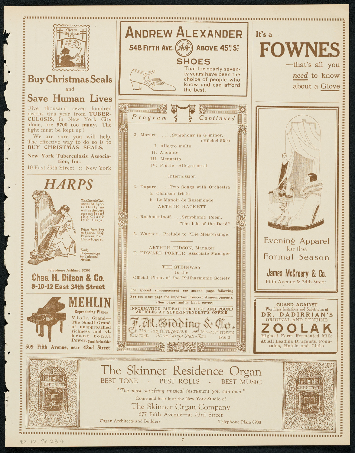 New York Philharmonic Students' Concert, December 3, 1923, program page 7