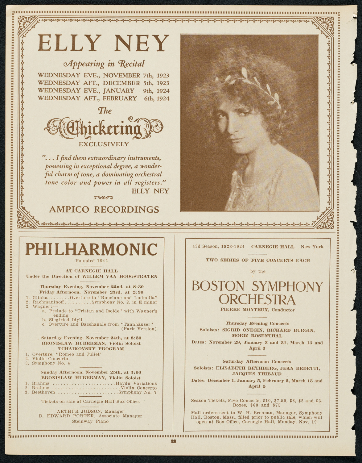 Oratorio Society of New York, November 21, 1923, program page 12