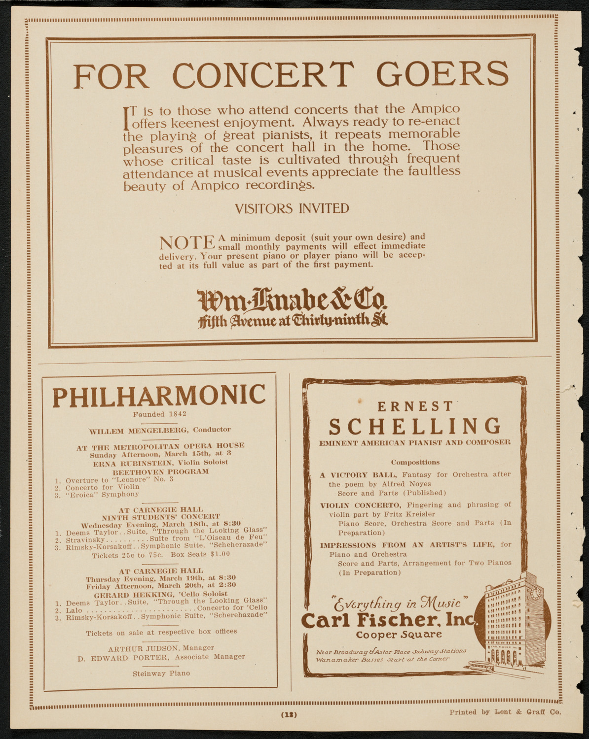 New York Symphony Orchestra, March 13, 1925, program page 12