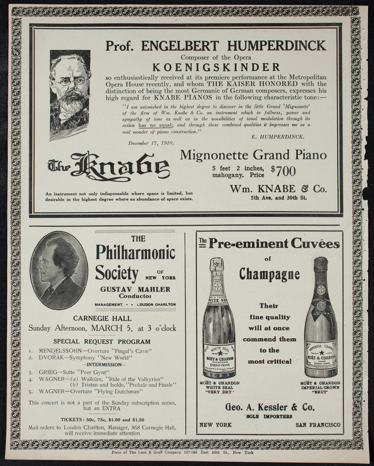 New York Philharmonic, February 14, 1911, program page 12