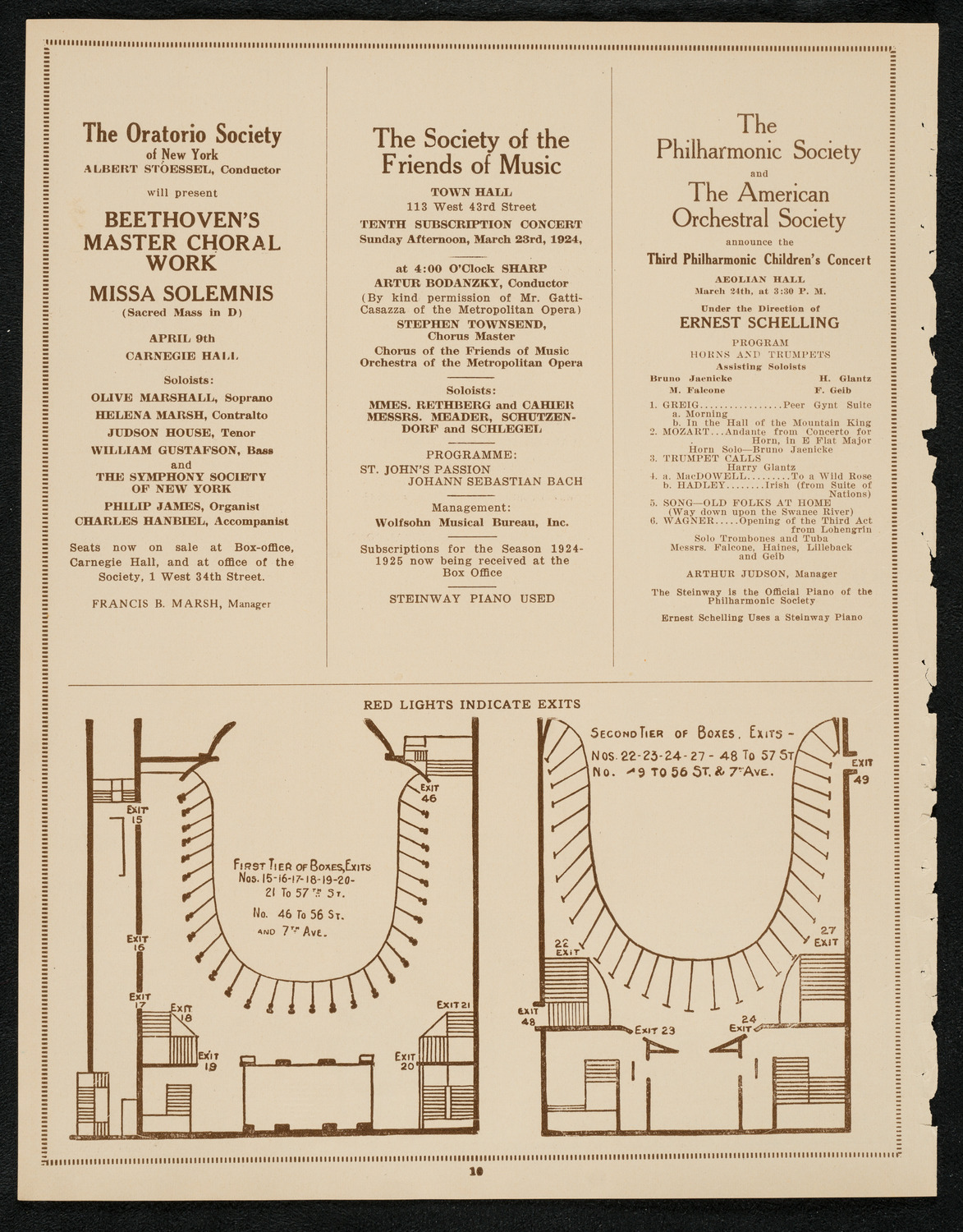 New York Philharmonic, March 20, 1924, program page 10