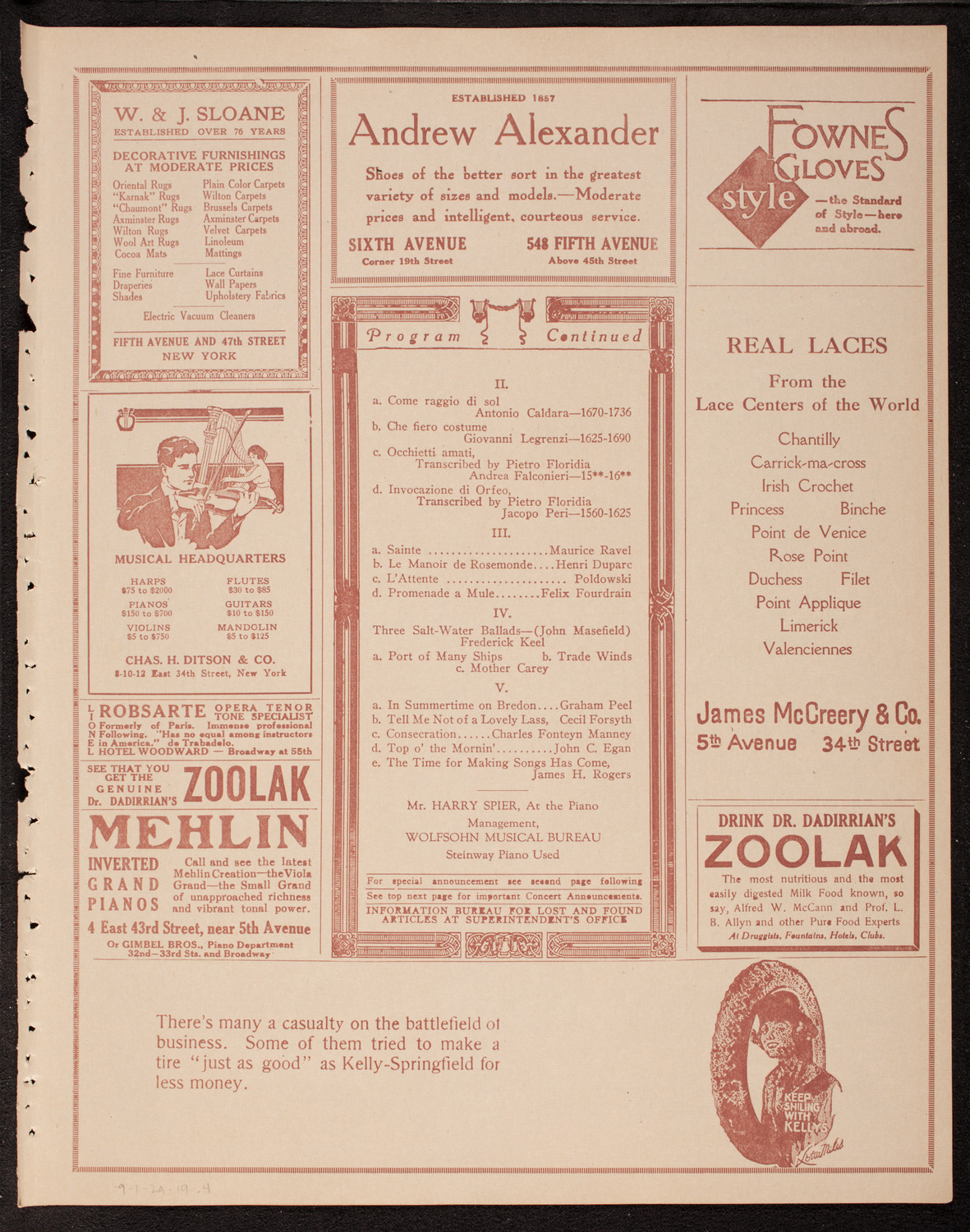 Reinald Werrenrath, Baritone, November 2, 1919, program page 7