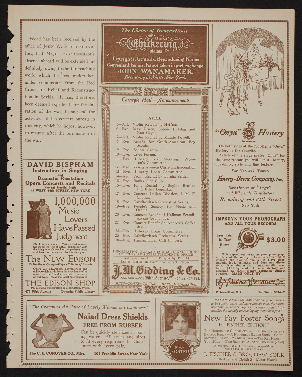 Patriotic Rally: Evening Sun Tobacco Fund Concert and Lecture, April 5, 1918, program page 3