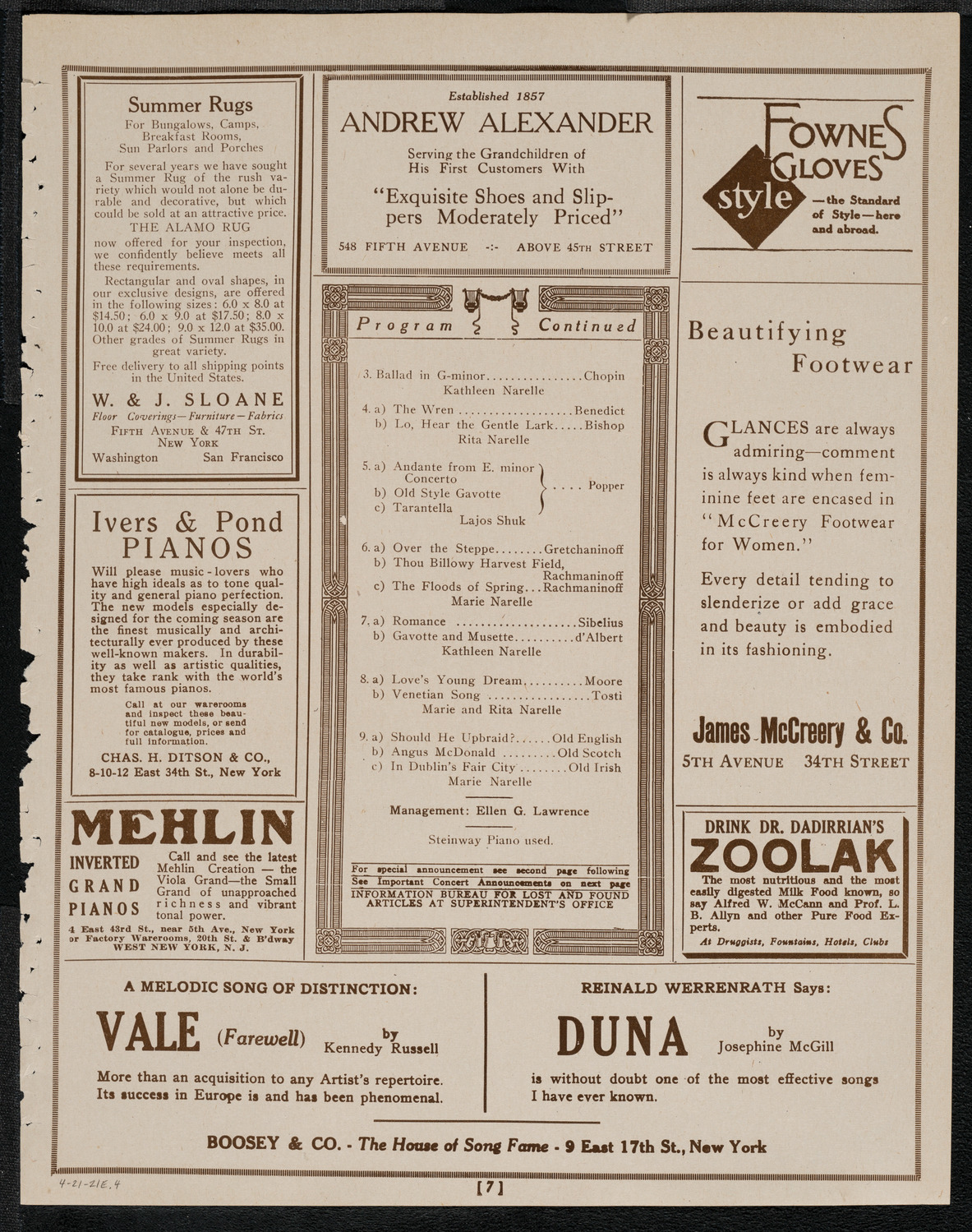 Benefit: Woman's Hospital Alumnae Sick Benefit Fund, April 21, 1921, program page 7