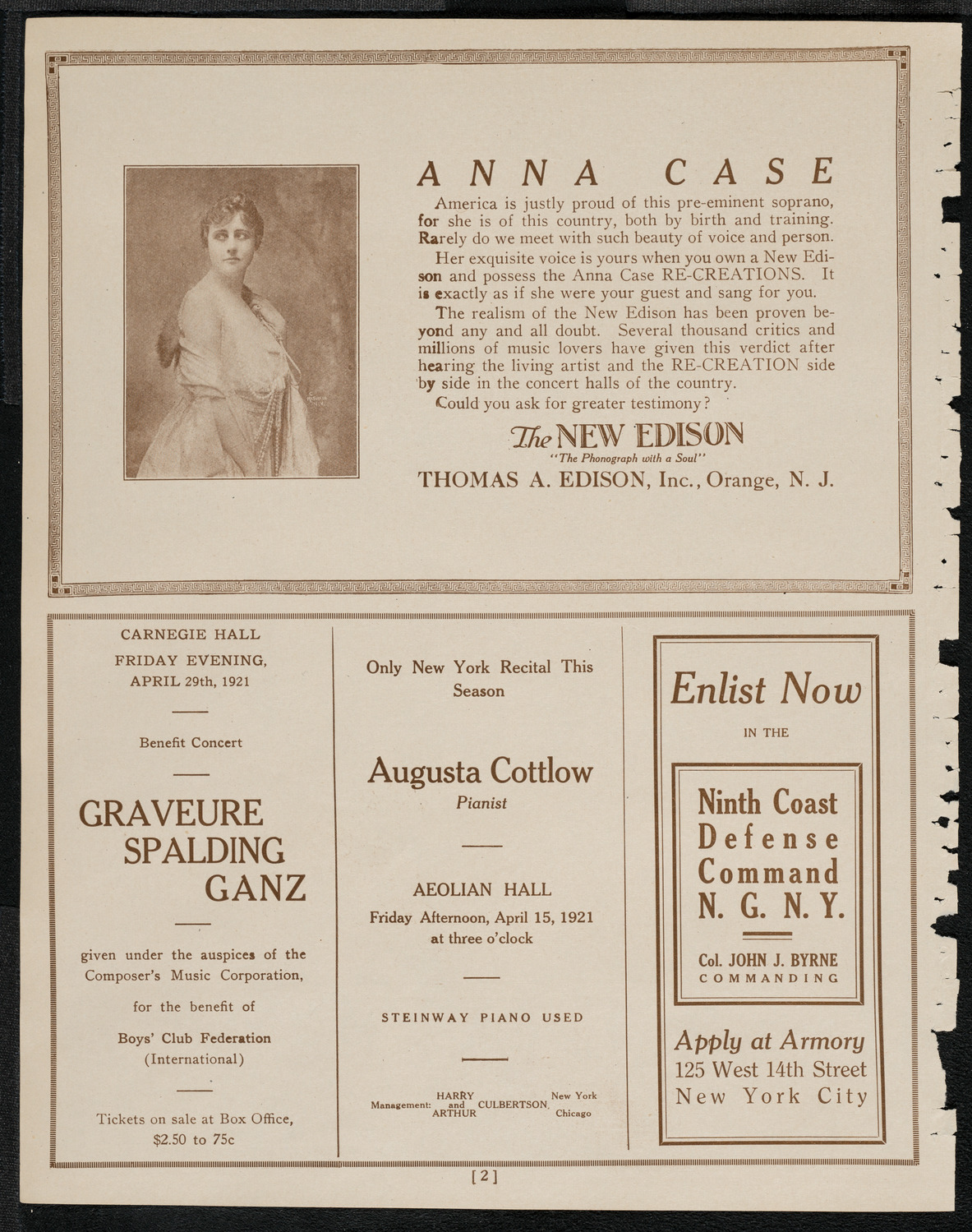 Rudolph Bochco, Violin, April 14, 1921, program page 2