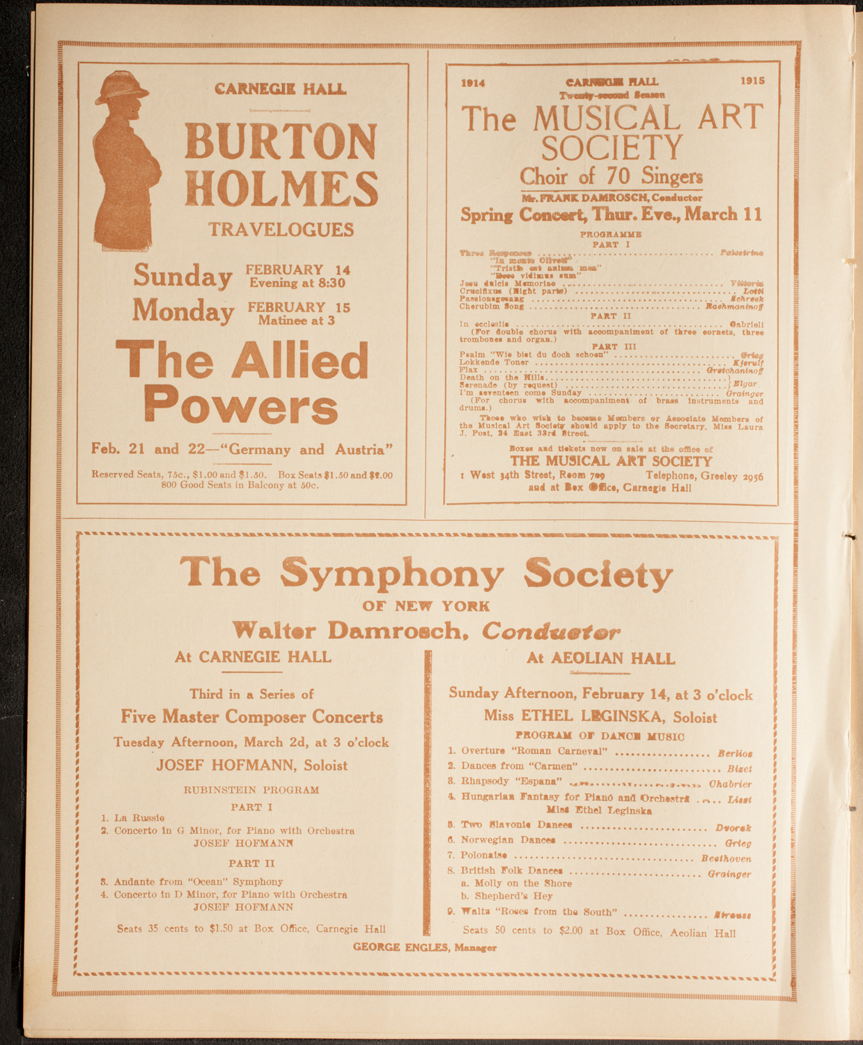 New York Philharmonic, February 11, 1915, program page 8