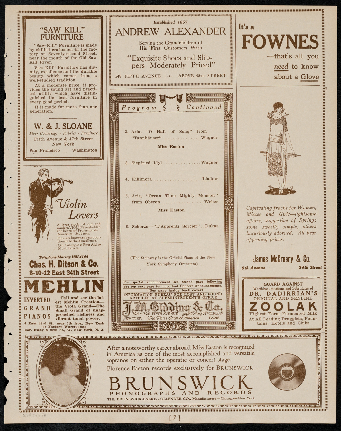 Symphony Concert for Young People, February 18, 1922, program page 7