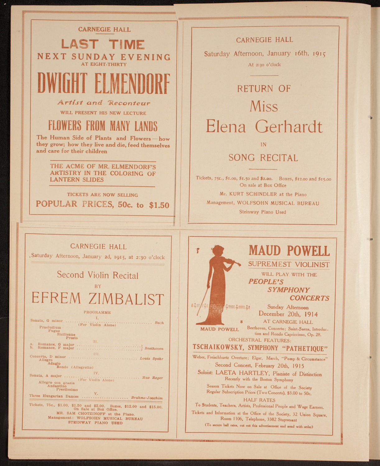 Olive Fremstad, Mezzo-Soprano, December 16, 1914, program page 10