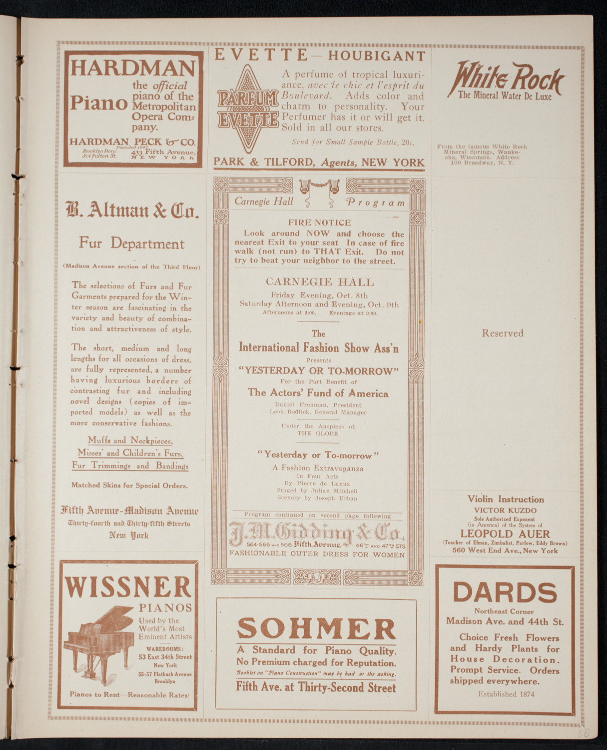Fashion Show: "Yesterday or To-Morrow", October 8, 1915, program page 5
