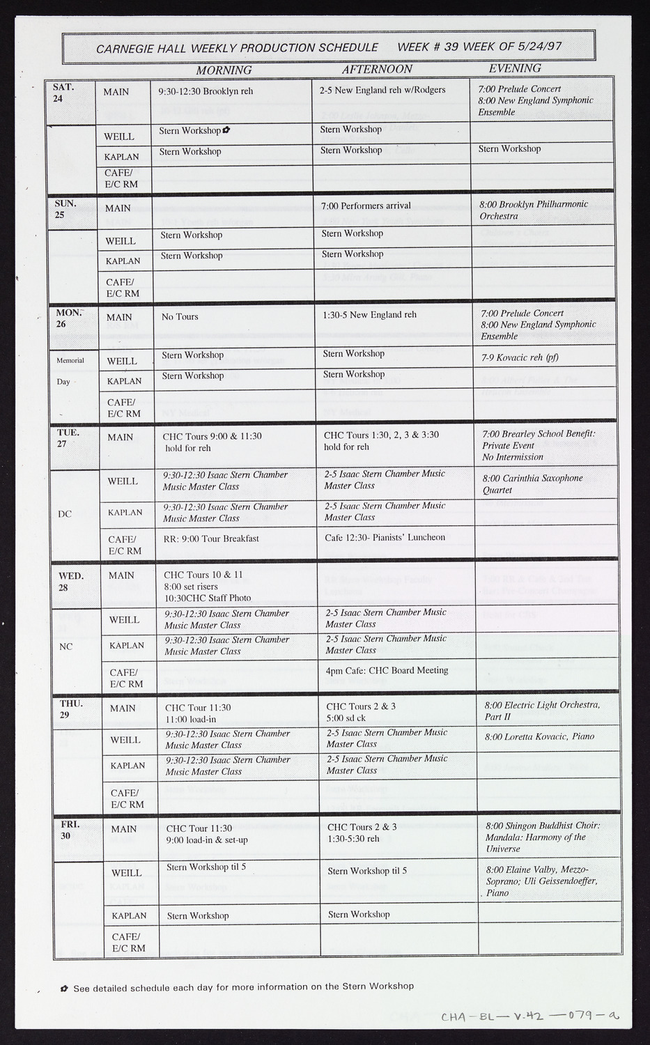 Carnegie Hall Booking Ledger, volume 42, page 79a