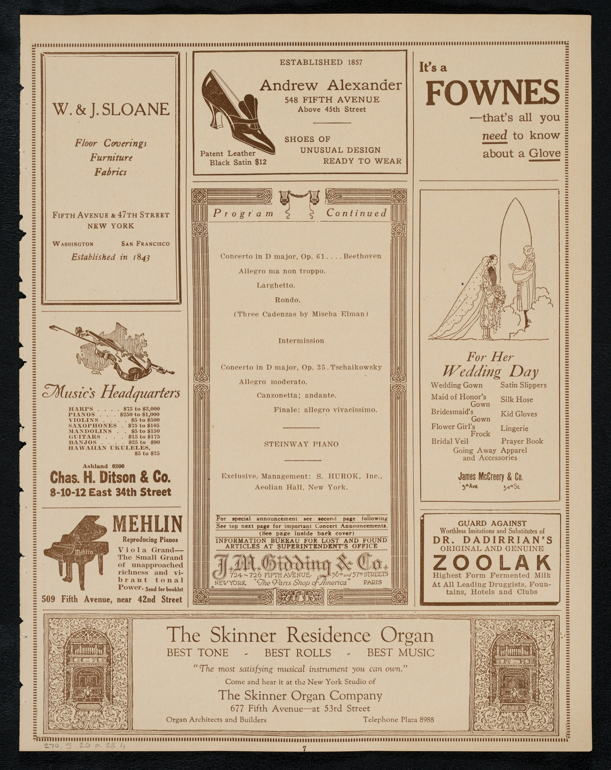 Mischa Elman, Violin, with Orchestra, May 20, 1923, program page 7