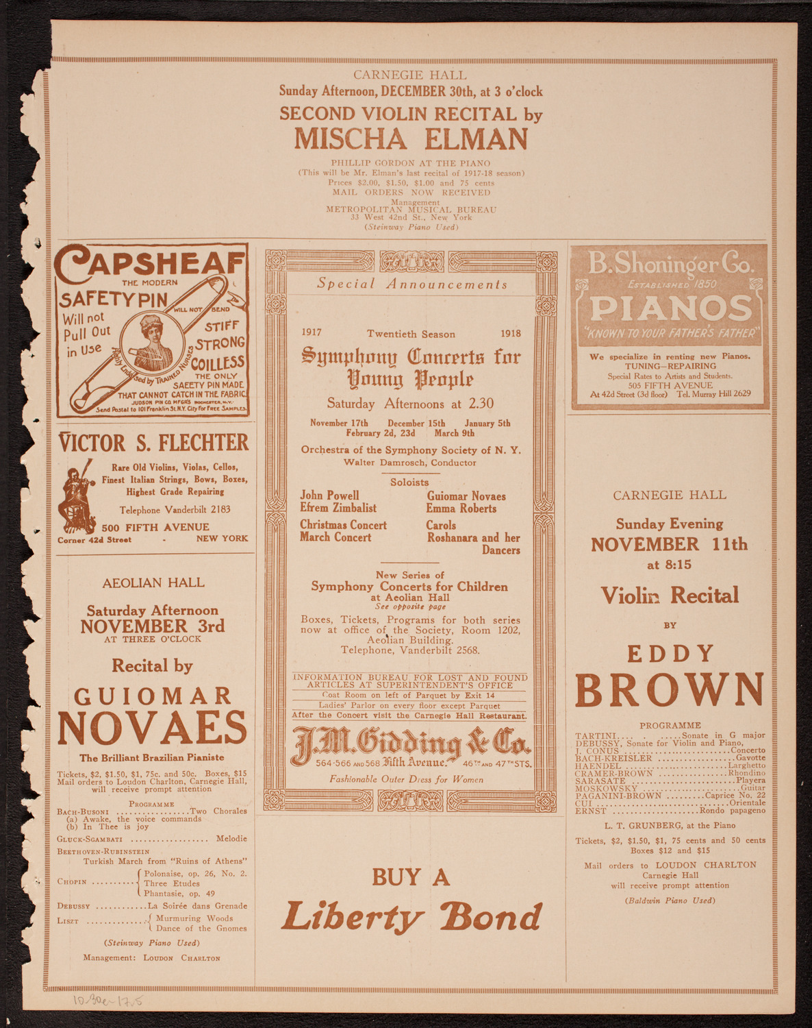 Meeting: The Humanitarian Cult, October 30, 1917, program page 9