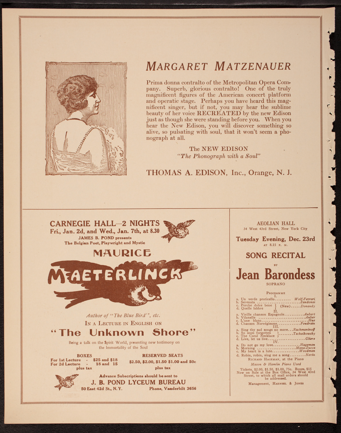 Italian Lyric Federation Vocal and Instrumental Concert, December 20, 1919, program page 2